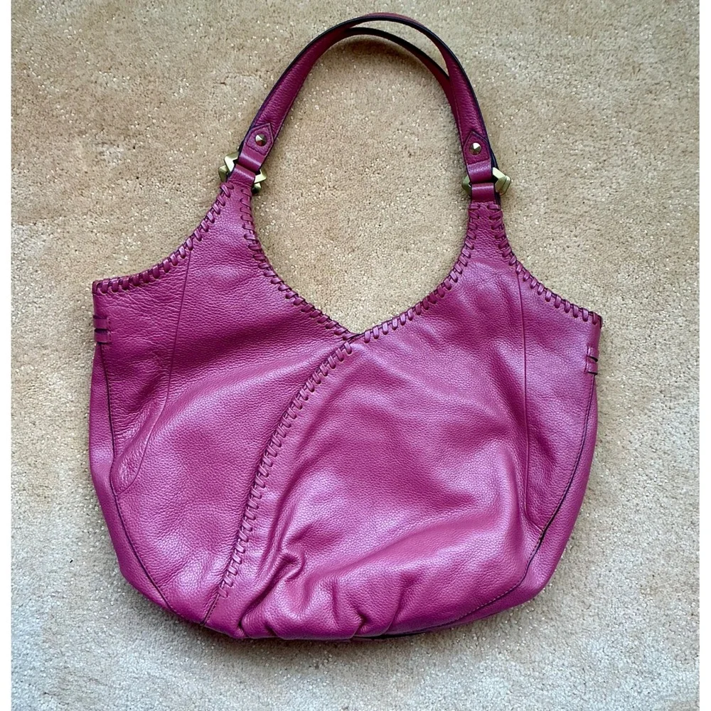 orYANY Pink Leather Hobo Shoulder Barbiecore Classic Textured Top Zip Tassel Y2K
